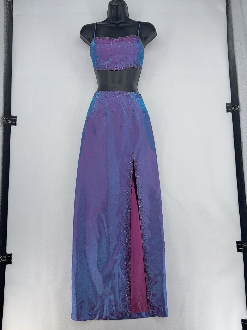 NWOT Vintage Nadine Formals Y2k Iridescent Two Piece Dress size 5